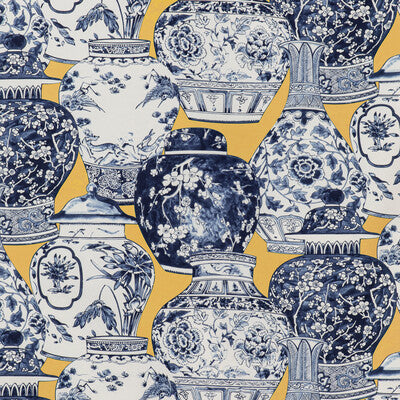 LEE JOFA 2020194.504.0 PANDAN PRINT MAIZE/BLUE Fabric - Eade's Wallpaper