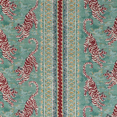 LEE JOFA 2020197.1394.0 BONGOL PRINT AQUA Fabric - Eade's Wallpaper