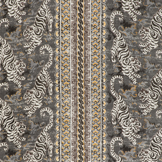 LEE JOFA 2020197.2146.0 BONGOL PRINT CHARCOAL Fabric - Eade's Wallpaper