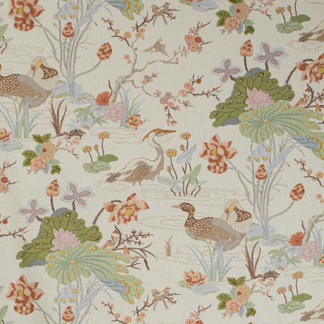LEE JOFA 2020198.223.0 LUZON PRINT APRICOT Fabric - Eade's Wallpaper