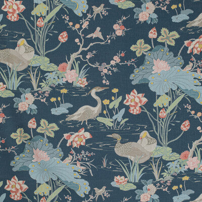 LEE JOFA 2020198.507.0 LUZON PRINT SAPPHIRE Fabric - Eade's Wallpaper