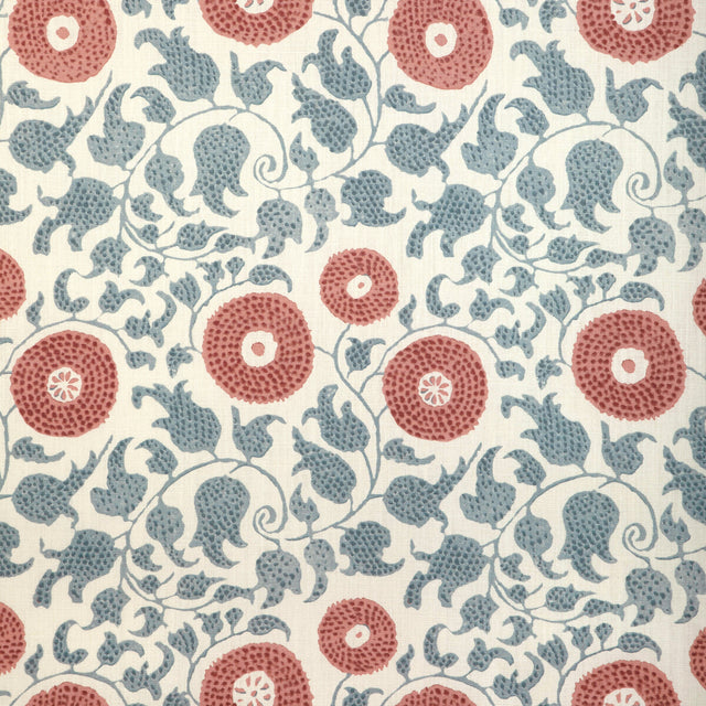 LEE JOFA 2020204.195.0 ELDORA PRINT SKY/BRICK Fabric - Eade's Wallpaper