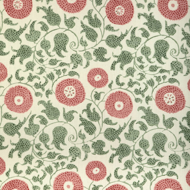 LEE JOFA 2020204.73.0 ELDORA PRINT LEAF/ROSE Fabric - Eade's Wallpaper