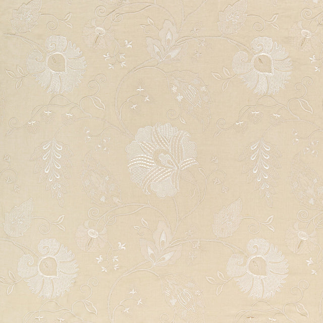 LEE JOFA 2020215.16.0 SHIRAZ EMB STONE/IVORY Fabric - Eade's Wallpaper