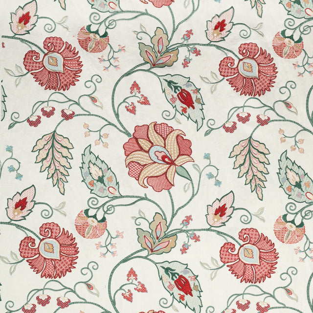 LEE JOFA 2020215.97.0 SHIRAZ EMB ROSE/JADE Fabric - Eade's Wallpaper