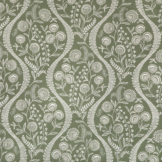 LEE JOFA 2020219.3.0 FLORIBLANCA GREEN Fabric - Eade's Wallpaper
