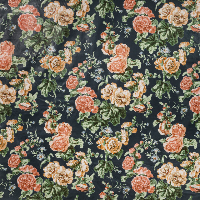 LEE JOFA 2020221.524.0 UPTON COTTON NAVY/CORAL Fabric - Eade's Wallpaper