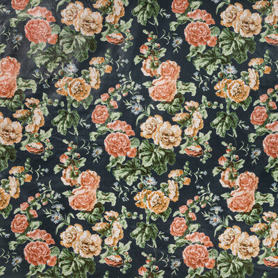 LEE JOFA 2020221.524.0 UPTON COTTON NAVY/CORAL Fabric - Eade's Wallpaper