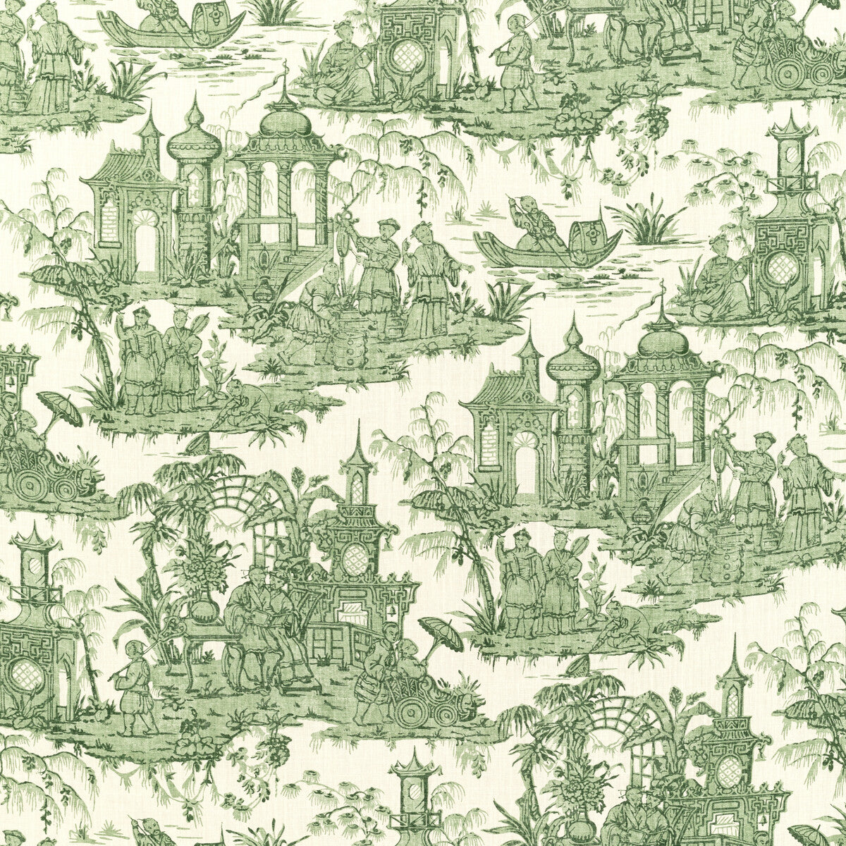 LEE JOFA 2020224.316.0 PAGODA TOILE FOREST Fabric - Eade's Wallpaper