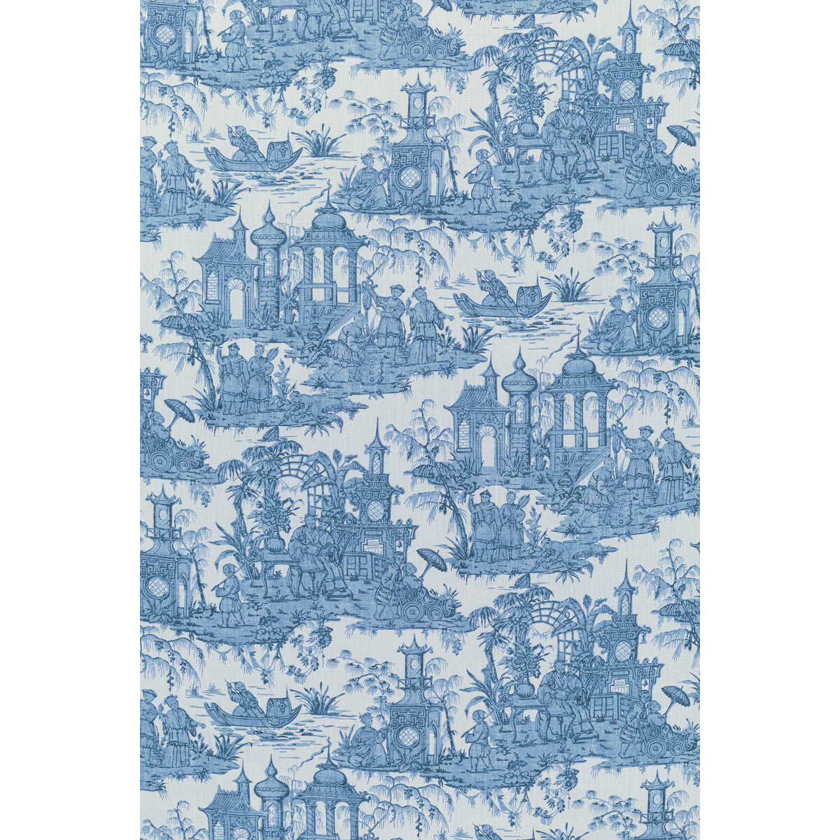 LEE JOFA 2020224.535.0 PAGODA TOILE BLUE Fabric - Eade's Wallpaper