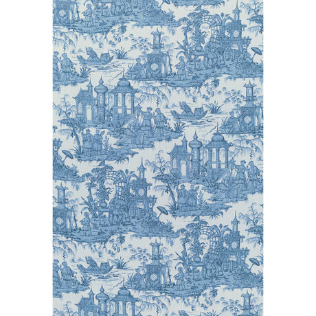 LEE JOFA 2020224.535.0 PAGODA TOILE BLUE Fabric - Eade's Wallpaper