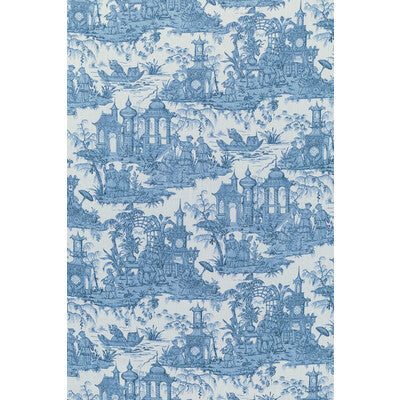 LEE JOFA 2020224.535.0 PAGODA TOILE BLUE Fabric - Eade's Wallpaper