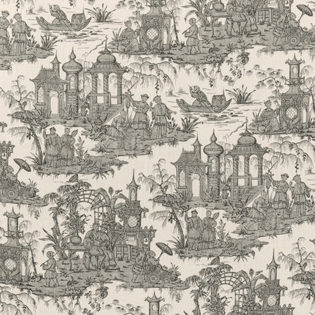 LEE JOFA 2020224.816.0 PAGODA TOILE COAL Fabric - Eade's Wallpaper