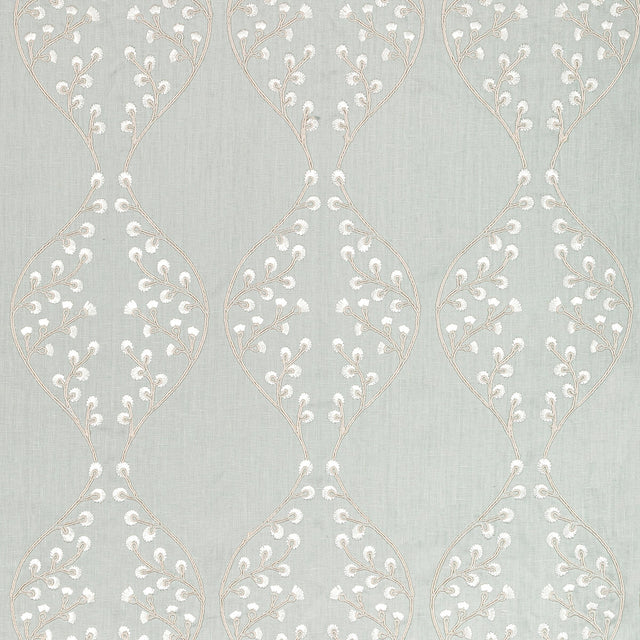 LEE JOFA 2021129.13.0 LILLIE EMBROIDERY AQUA Fabric - Eade's Wallpaper