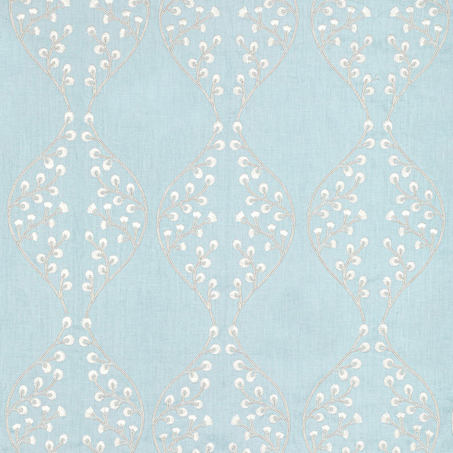 LEE JOFA 2021129.15.0 LILLIE EMBROIDERY SKY Fabric - Eade's Wallpaper