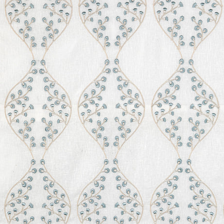 LEE JOFA 2021130.516.0 LILLIE SHEER IVORY/BLUE Fabric - Eade's Wallpaper