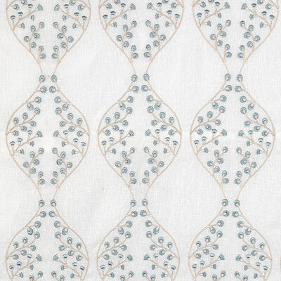 LEE JOFA 2021130.516.0 LILLIE SHEER IVORY/BLUE Fabric - Eade's Wallpaper