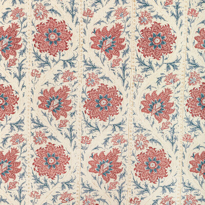 LEE JOFA 2022102.195.0 CALICO VINE BLUE RED Fabric - Eade's Wallpaper