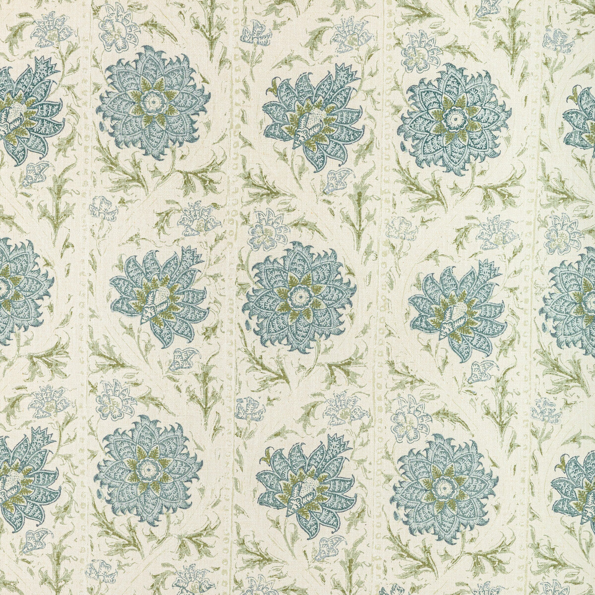LEE JOFA 2022102.530.0 CALICO VINE GREEN BLUE Fabric - Eade's Wallpaper