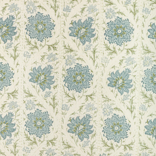 LEE JOFA 2022102.530.0 CALICO VINE GREEN BLUE Fabric - Eade's Wallpaper