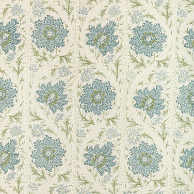 LEE JOFA 2022102.530.0 CALICO VINE GREEN BLUE Fabric - Eade's Wallpaper