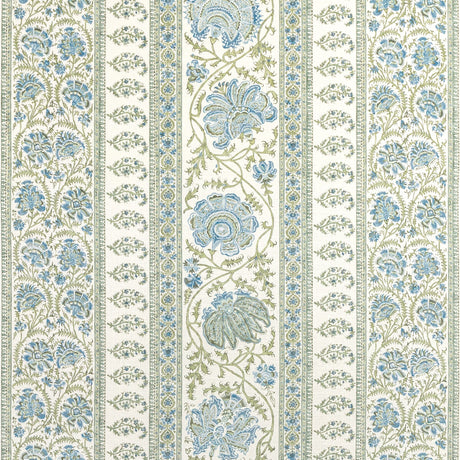 LEE JOFA 2022106.530.0 INDIENNES STRIPE SEA Fabric - Eade's Wallpaper