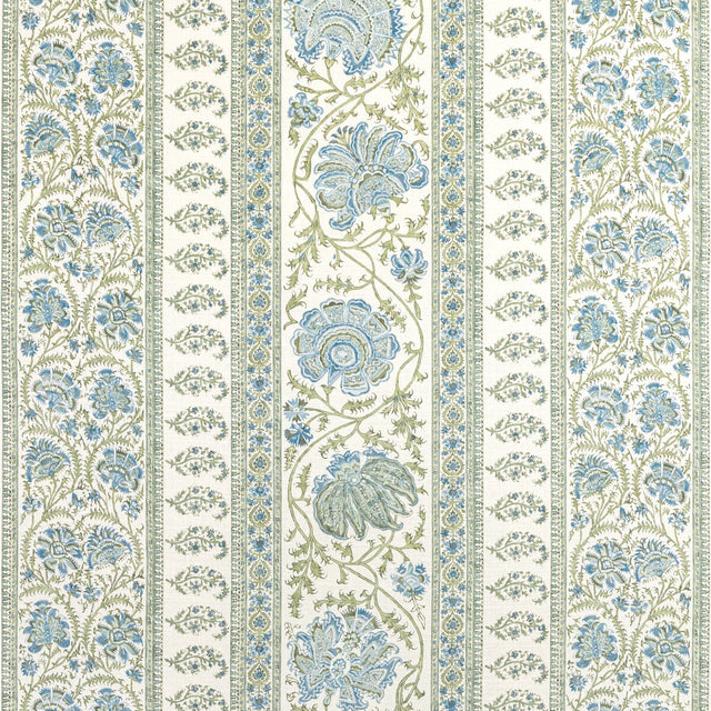 LEE JOFA 2022106.530.0 INDIENNES STRIPE SEA Fabric - Eade's Wallpaper
