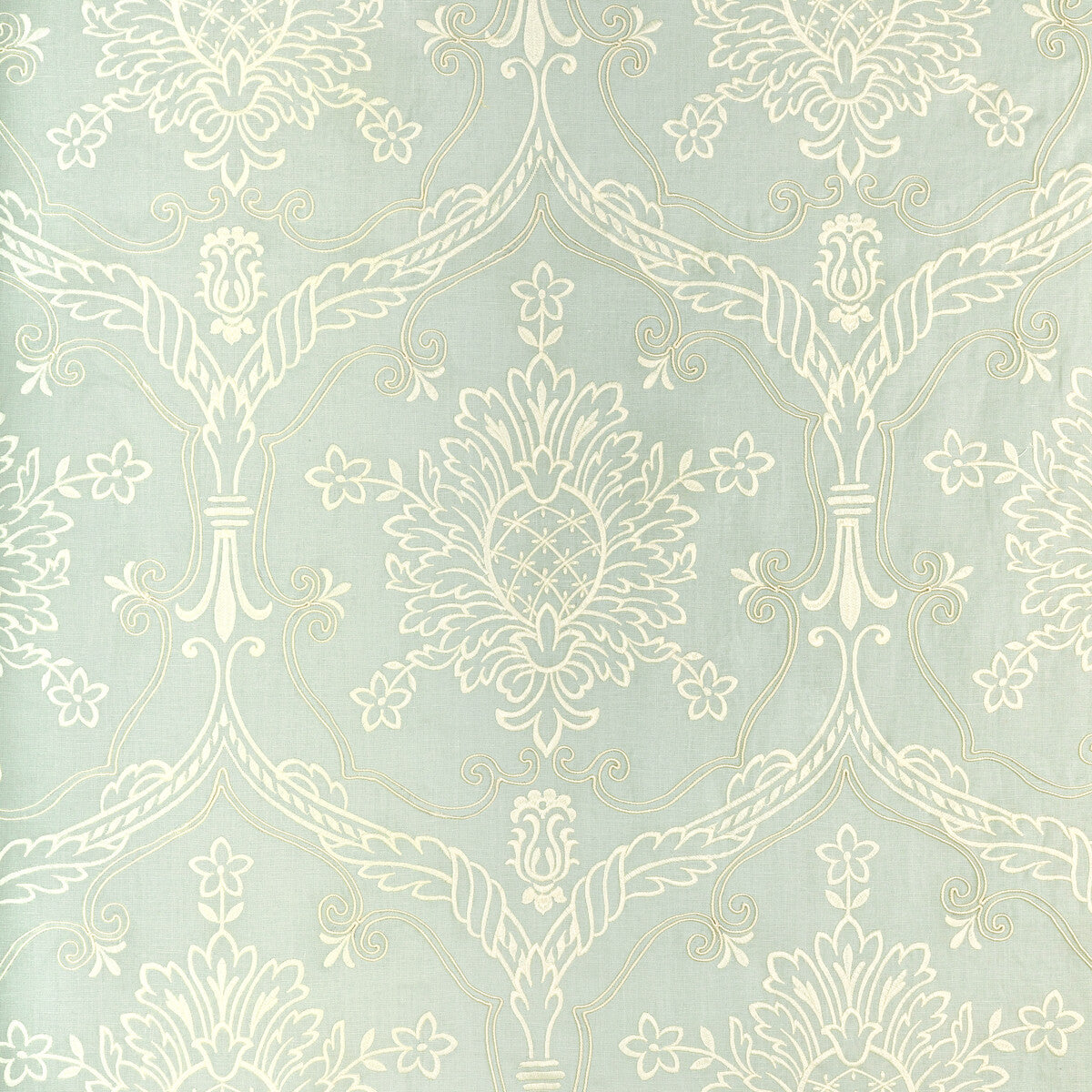 LEE JOFA 2022110.13.0 HAYES EMBROIDERY AQUA Fabric - Eade's Wallpaper