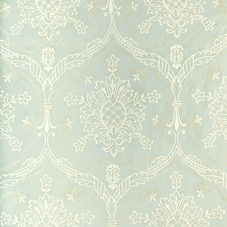 LEE JOFA 2022110.13.0 HAYES EMBROIDERY AQUA Fabric - Eade's Wallpaper