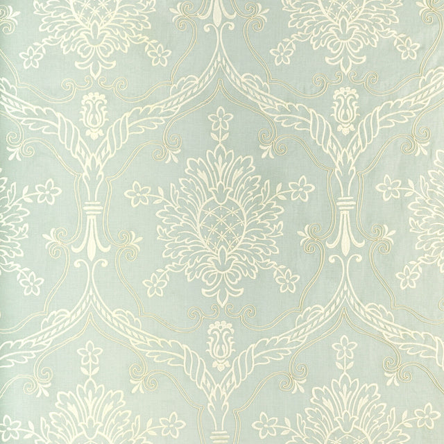 LEE JOFA 2022110.13.0 HAYES EMBROIDERY AQUA Fabric - Eade's Wallpaper