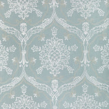LEE JOFA 2022110.15.0 HAYES EMBROIDERY BLUE Fabric - Eade's Wallpaper