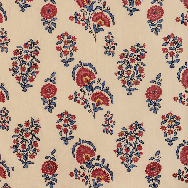 LEE JOFA 2022112.195.0 MEAD EMBROIDERY RED/BLUE Fabric - Eade's Wallpaper