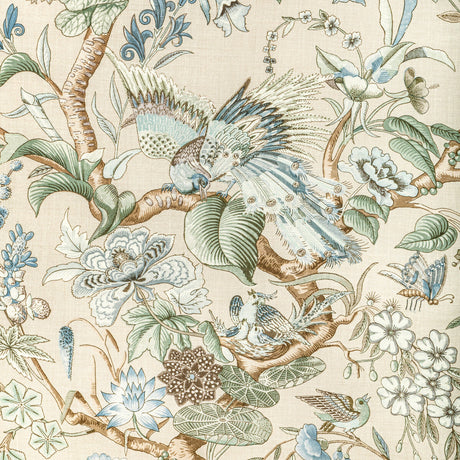 LEE JOFA 2022116.153.0 GREENFIELD PRINT SKY Fabric - Eade's Wallpaper