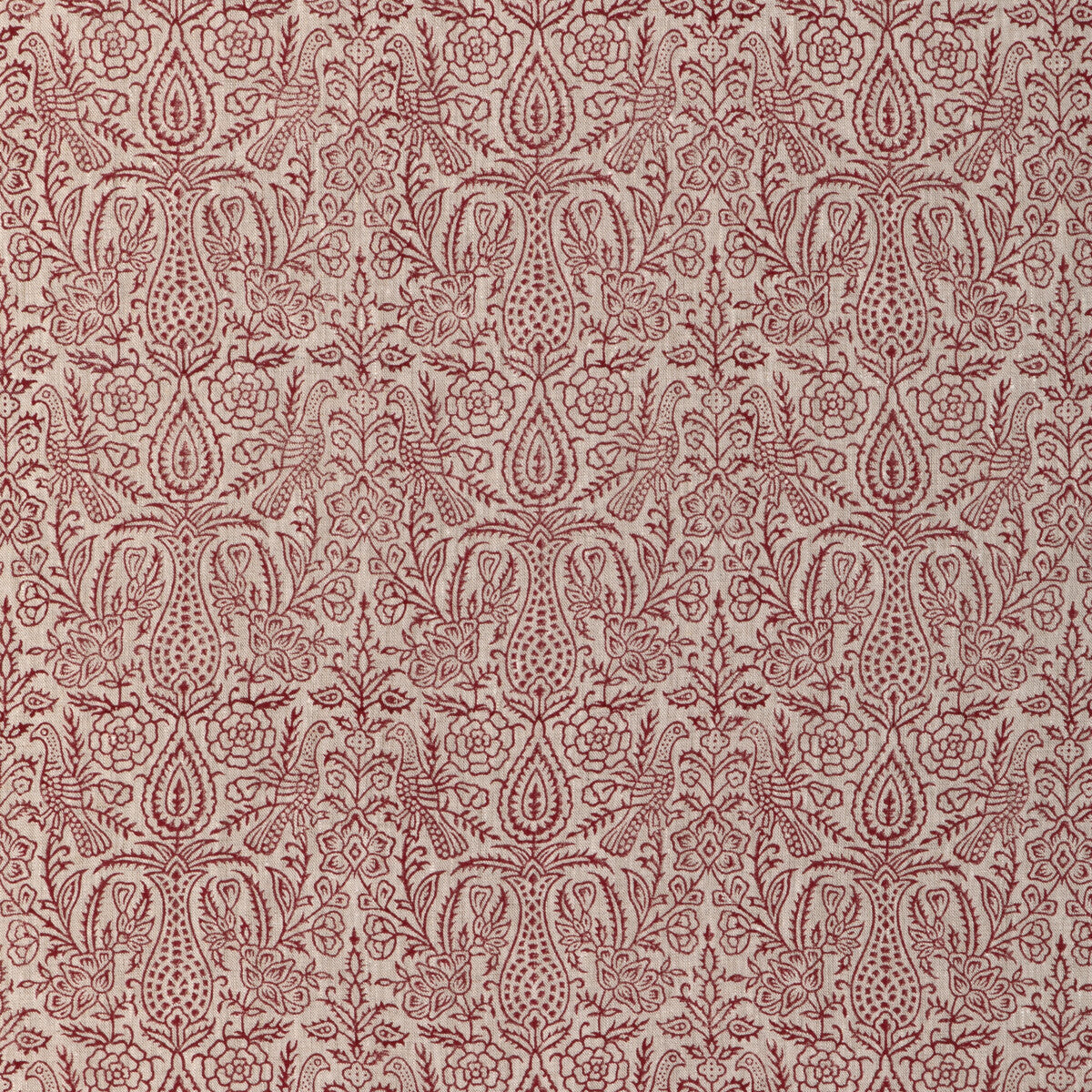 LEE JOFA 2023101.19.0 HAVEN HANDBLOCK RUBY Fabric - Eade's Wallpaper