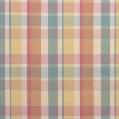 LEE JOFA 2023107.3524.0 FISHER PLAID MELON/AQUA Fabric - Eade's Wallpaper