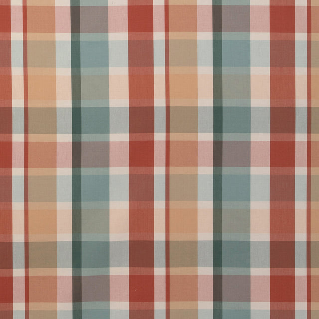 LEE JOFA 2023107.519.0 FISHER PLAID TEAL/SPICE Fabric - Eade's Wallpaper