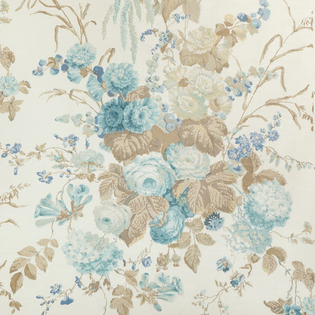 LEE JOFA 2023120.635.0 FLORAL BOUQUET AQUA/DUNE Fabric - Eade's Wallpaper