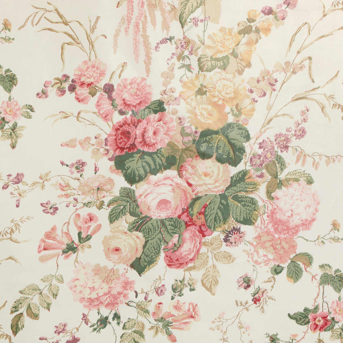 LEE JOFA 2023120.73.0 FLORAL BOUQUET PINK/IVY Fabric - Eade's Wallpaper