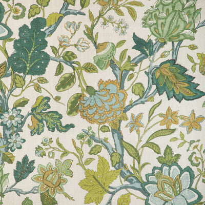 LEE JOFA 2023121.335.0 HAZELWOOD PRINT GREEN Fabric - Eade's Wallpaper