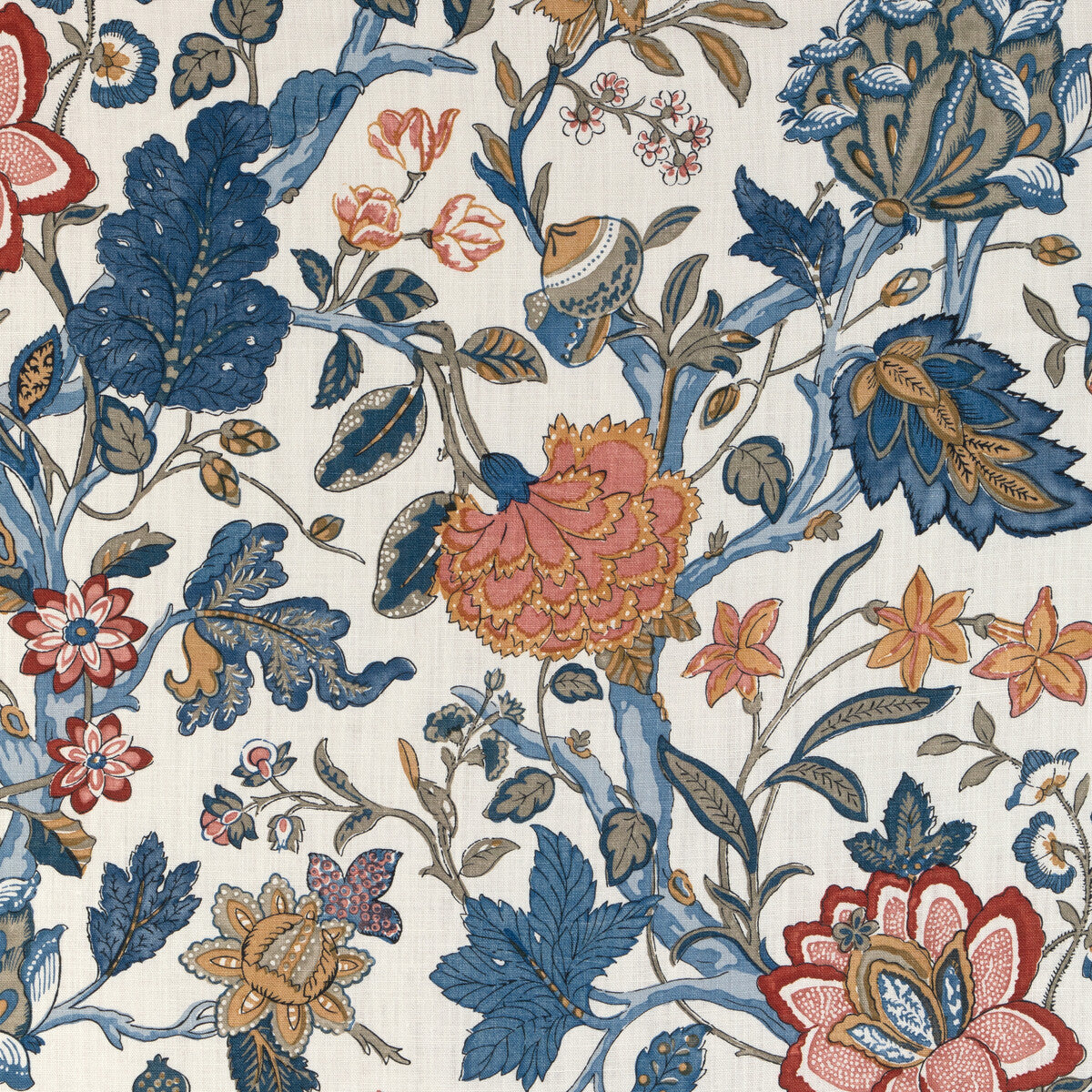 LEE JOFA 2023121.550.0 HAZELWOOD PRINT INDIGO Fabric - Eade's Wallpaper