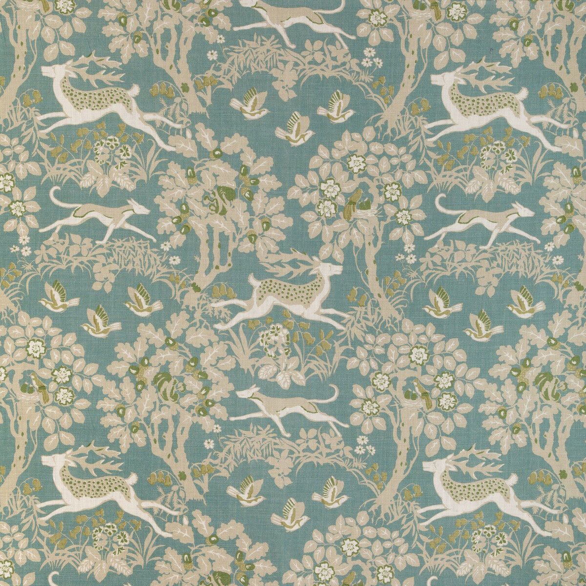 LEE JOFA 2023122.353.0 MILLE FLEUR PRINT LAKE Fabric - Eade's Wallpaper