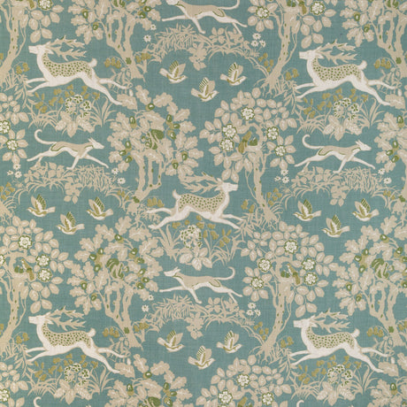 LEE JOFA 2023122.353.0 MILLE FLEUR PRINT LAKE Fabric - Eade's Wallpaper