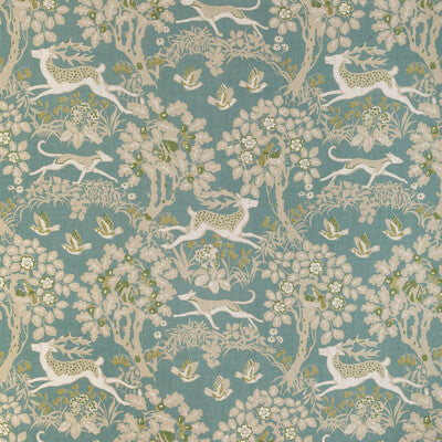 LEE JOFA 2023122.353.0 MILLE FLEUR PRINT LAKE Fabric - Eade's Wallpaper