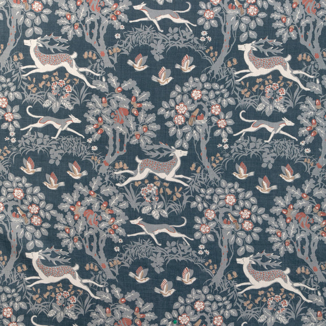 LEE JOFA 2023122.519.0 MILLE FLEUR PRINT DENIM Fabric - Eade's Wallpaper