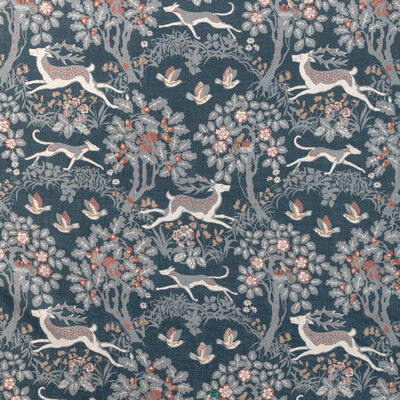 LEE JOFA 2023122.519.0 MILLE FLEUR PRINT DENIM Fabric - Eade's Wallpaper