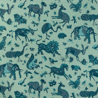 LEE JOFA 2023127.355.0 JAVA JUNGLE LINEN TEAL Fabric - Eade's Wallpaper