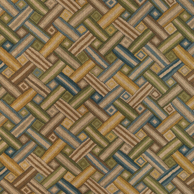 LEE JOFA 2023129.315.0 STRAPWORK PRINT IVY/BLUE Fabric - Eade's Wallpaper