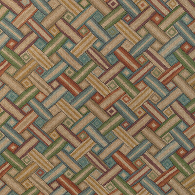 LEE JOFA 2023129.319.0 STRAPWORK PRINT RED/MOSS Fabric - Eade's Wallpaper