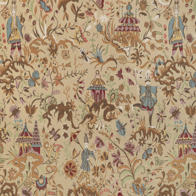 LEE JOFA 2023130.16.0 CHINESE BROCADE SAND Fabric - Eade's Wallpaper