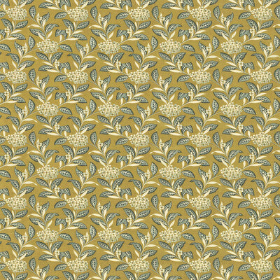 LEE JOFA 2023133.353.0 ORTENSIA TEAL ON OLIVE Fabric - Eade's Wallpaper